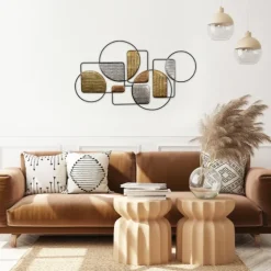 Metallic Modern Abstract Shapes Wall Plaque-Kirkland's Home Hot