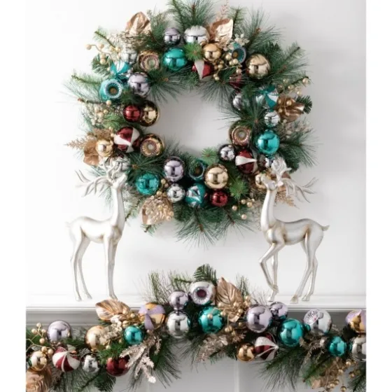 Metallic Multicolor Ornaments And Berries Garland-Kirkland's Home Online