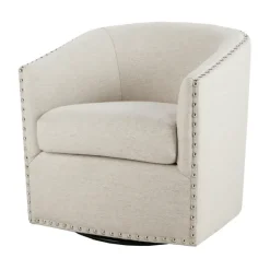 Metro Club Natural Swivel Chair With Nailhead Trim-Kirkland's Home Shop