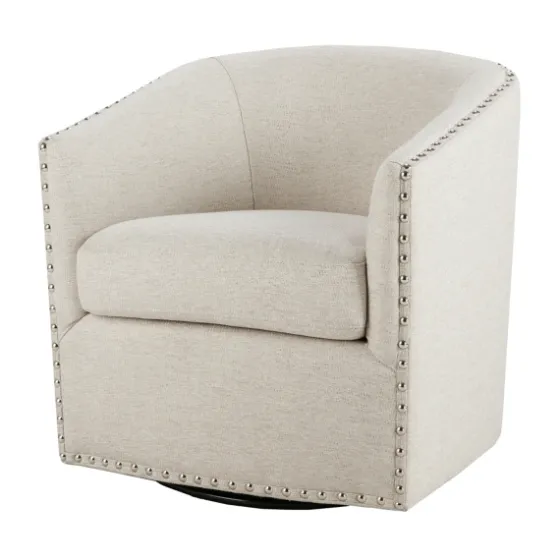 Metro Club Natural Swivel Chair With Nailhead Trim-Kirkland's Home Shop