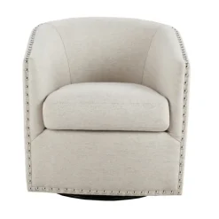 Metro Club Natural Swivel Chair With Nailhead Trim-Kirkland's Home Shop