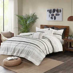 Mia Striped 3-Pc. King Duvet Cover Set-Kirkland's Home Outlet