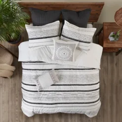 Mia White Striped 3-Pc. King Comforter Set-Kirkland's Home Hot