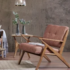 Mid-Century Pecan Finish Accent Chair-Kirkland's Home Outlet