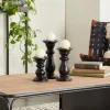 Midnight Distressed Wood Candle Holders, Set Of 3-Kirkland's Home Cheap