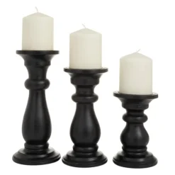 Midnight Distressed Wood Candle Holders, Set Of 3-Kirkland's Home Cheap
