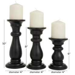 Midnight Distressed Wood Candle Holders, Set Of 3-Kirkland's Home Cheap