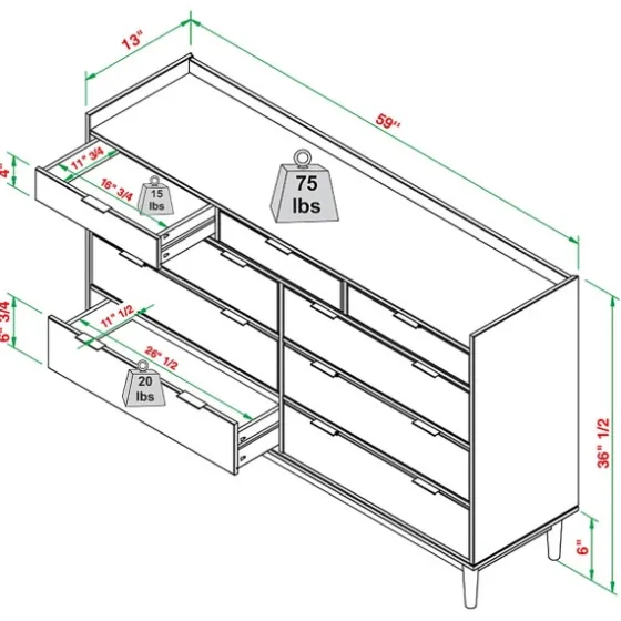 Midnight Solid Wood Pull Tab Large Dresser-Kirkland's Home Cheap