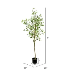 Milan Leaf Tree In Black Planter-Kirkland's Home Shop