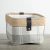 Mini Gray Plaid Bin With Leather Accent-Kirkland's Home Discount