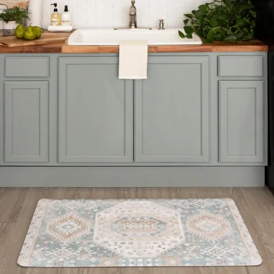 Mint Medallion Cushioned Kitchen Mat-Kirkland's Home Fashion