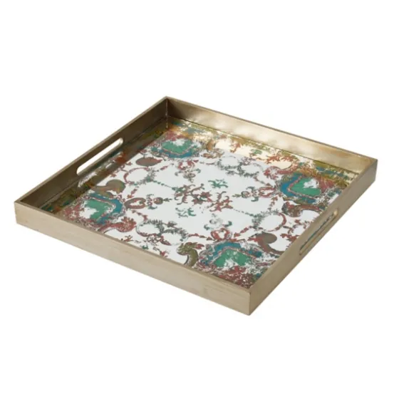 Mirrored Moroccan Pattern Tray With Gold Edges-Kirkland's Home Cheap