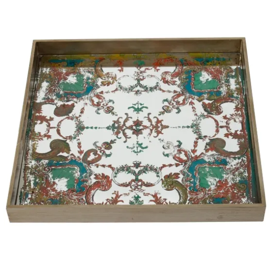 Mirrored Moroccan Pattern Tray With Gold Edges-Kirkland's Home Cheap