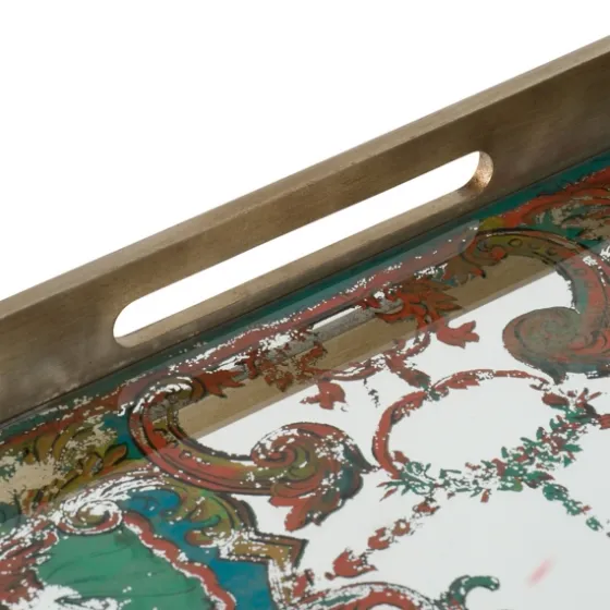 Mirrored Moroccan Pattern Tray With Gold Edges-Kirkland's Home Cheap