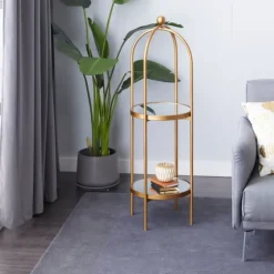 Mirrored Two-Tier Cage Shelf-Kirkland's Home Outlet