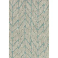 Mist And Aqua Chevron Outdoor Area Rug, 5X7-Kirkland's Home Shop