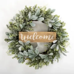 Mixed Greenery Welcome Sign Wreath-Kirkland's Home New