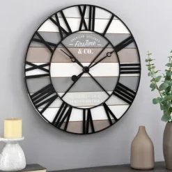 Mixed Plank And Black Metal Wall Clock-Kirkland's Home Best Sale