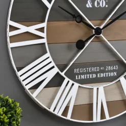 Mixed Planks And White Wooden Wall Clock-Kirkland's Home Shop