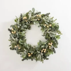 Mixed White Berry Eucalyptus Wreath-Kirkland's Home Hot
