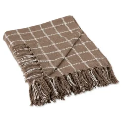 Mocha Plaid Fringed Throw-Kirkland's Home New