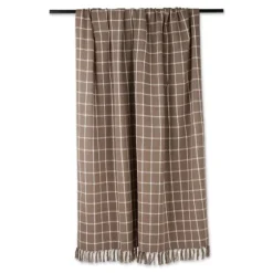 Mocha Plaid Fringed Throw-Kirkland's Home New