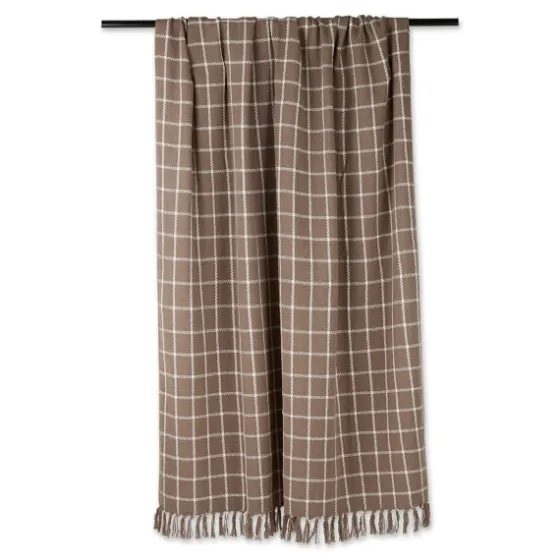Mocha Plaid Fringed Throw-Kirkland's Home New