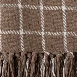 Mocha Plaid Fringed Throw-Kirkland's Home New