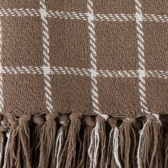 Mocha Plaid Fringed Throw-Kirkland's Home New
