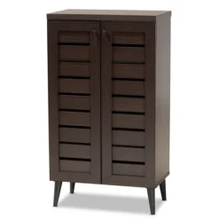 Mocha Tall Slatted Shoe Storage Cabinet-Kirkland's Home Hot
