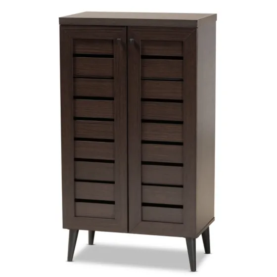 Mocha Tall Slatted Shoe Storage Cabinet-Kirkland's Home Hot
