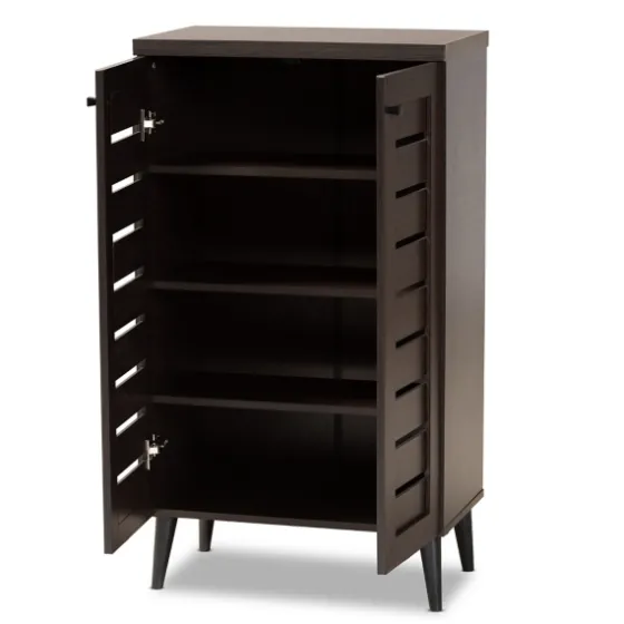 Mocha Tall Slatted Shoe Storage Cabinet-Kirkland's Home Hot
