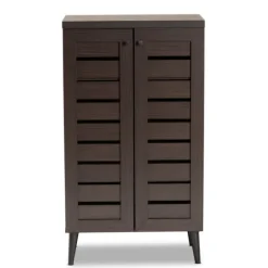 Mocha Tall Slatted Shoe Storage Cabinet-Kirkland's Home Hot