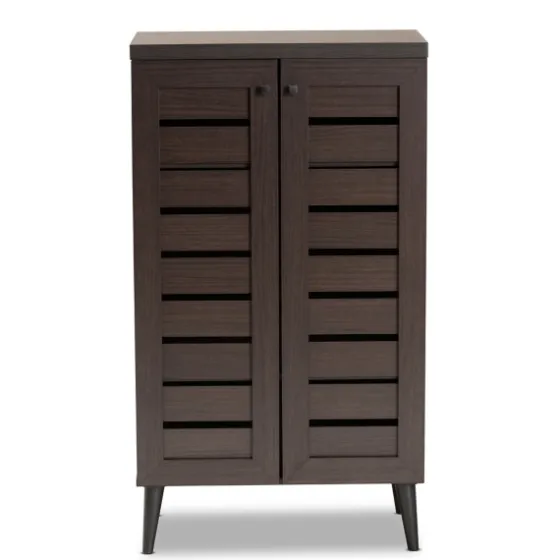 Mocha Tall Slatted Shoe Storage Cabinet-Kirkland's Home Hot