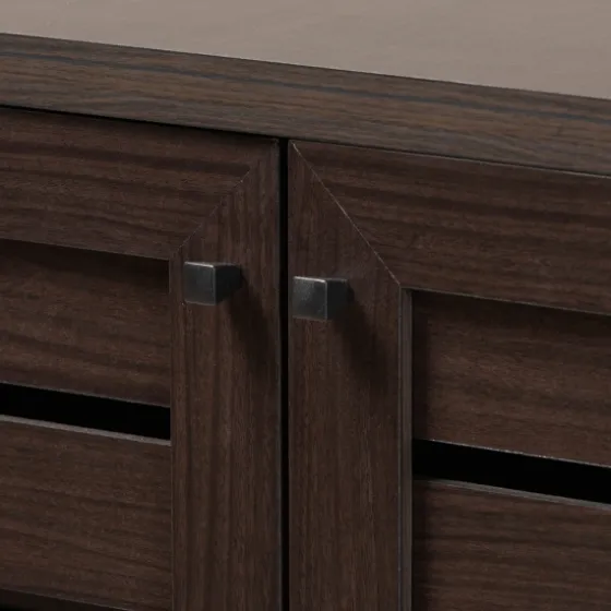 Mocha Tall Slatted Shoe Storage Cabinet-Kirkland's Home Hot