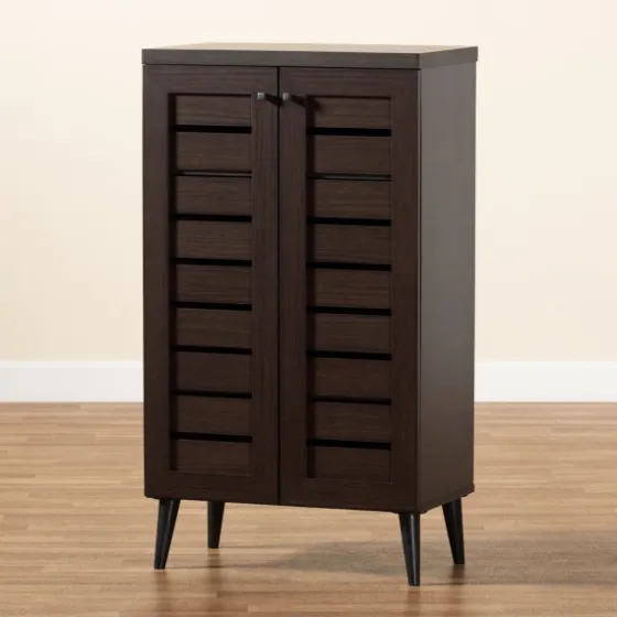 Mocha Tall Slatted Shoe Storage Cabinet-Kirkland's Home Hot