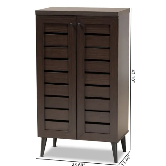 Mocha Tall Slatted Shoe Storage Cabinet-Kirkland's Home Hot