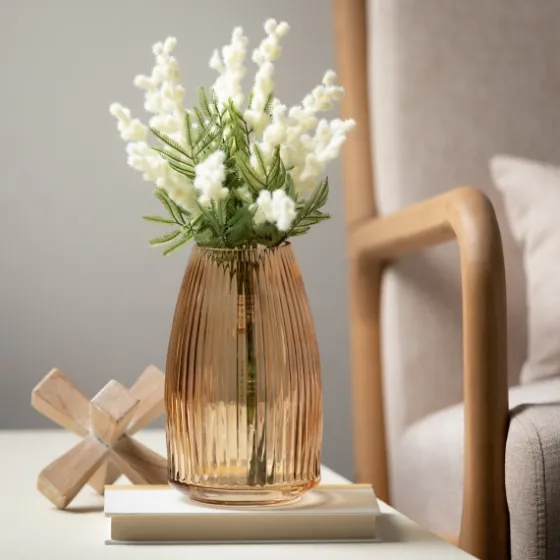 Modern Amber Ribbed Glass Vase-Kirkland's Home Hot