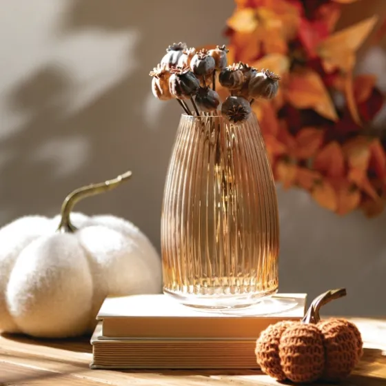 Modern Amber Ribbed Glass Vase-Kirkland's Home Hot