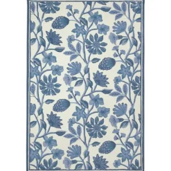Modern Blue Floral Vines Outdoor Area Rug, 5X7-Kirkland's Home Online