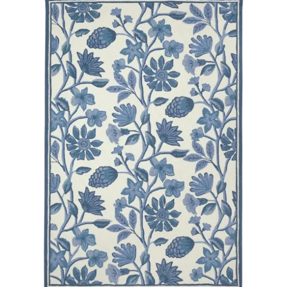 Modern Blue Floral Vines Outdoor Area Rug, 5X7-Kirkland's Home Online