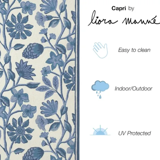 Modern Blue Floral Vines Outdoor Area Rug, 5X7-Kirkland's Home Online