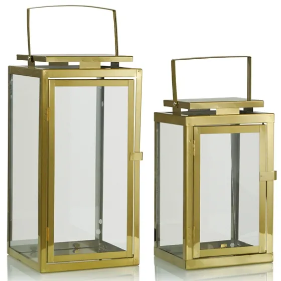 Modern Polished Lanterns, Set Of 2-Kirkland's Home Clearance