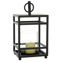 Modern Vintage Iron Framed Lantern, 15 In.-Kirkland's Home Outlet