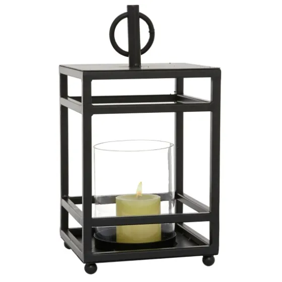 Modern Vintage Iron Framed Lantern, 15 In.-Kirkland's Home Outlet