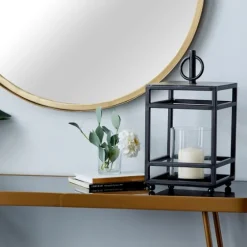 Modern Vintage Iron Framed Lantern, 15 In.-Kirkland's Home Outlet