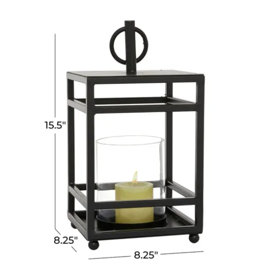 Modern Vintage Iron Framed Lantern, 15 In.-Kirkland's Home Outlet