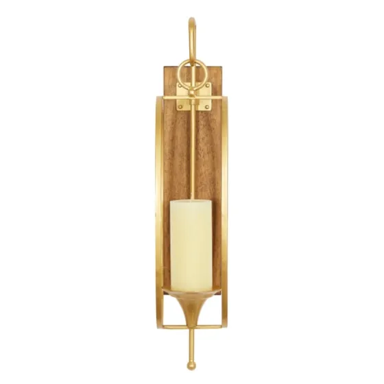 Modern Warm Wood And Gold Sconce-Kirkland's Home Shop