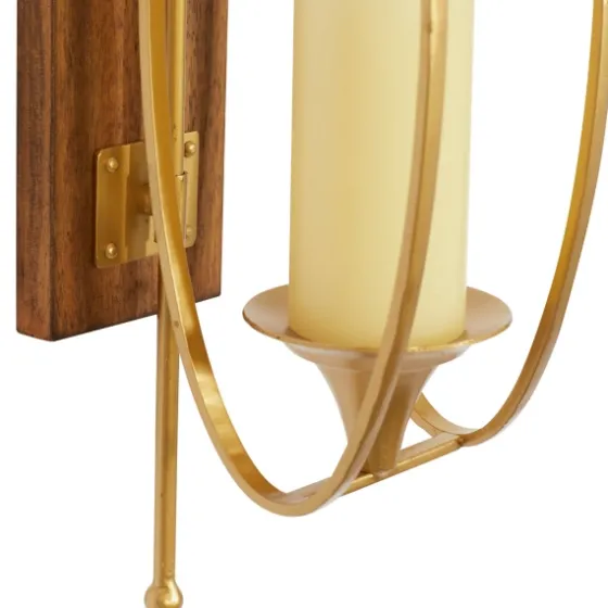 Modern Warm Wood And Gold Sconce-Kirkland's Home Shop