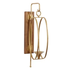 Modern Warm Wood And Gold Sconce-Kirkland's Home Shop